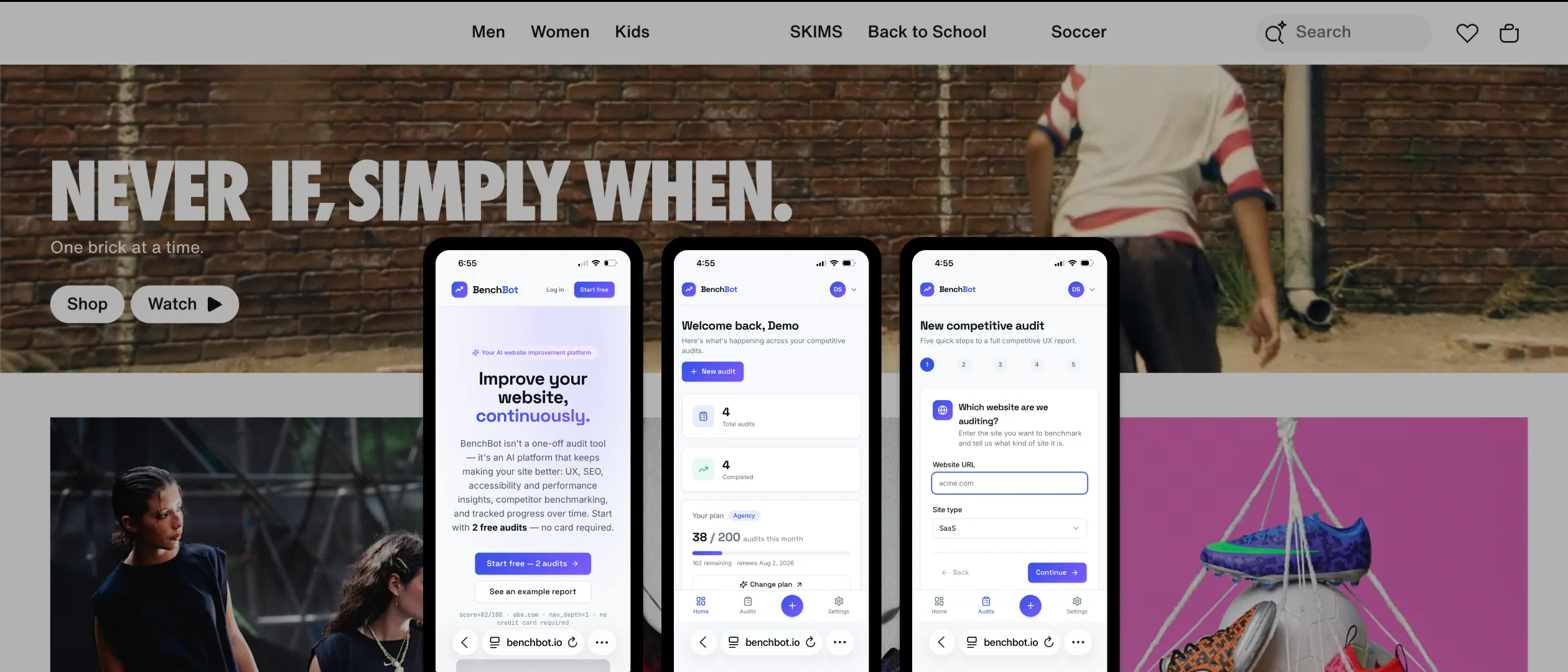 BenchBot auditing artifactdigital.co — overall score 68, with top findings and opportunities